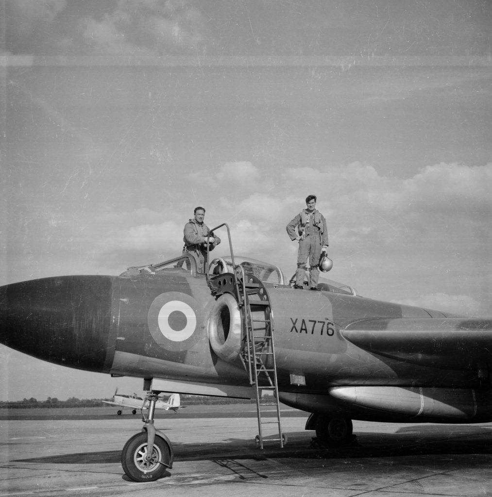 Wg Cdr Wills and Norman Greenhalgh on Javelin XA776 at RAF Waterbeach 1960