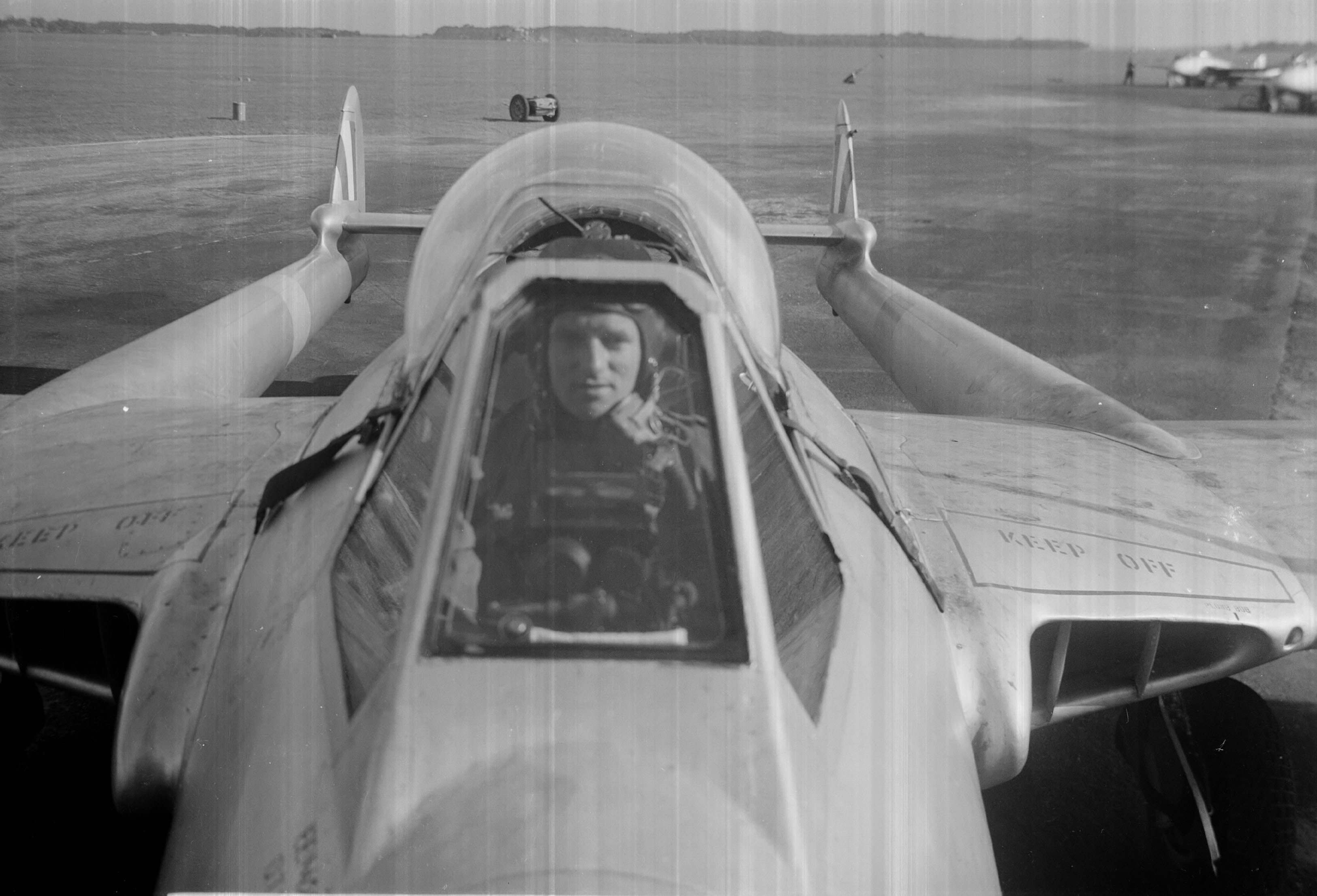 Basil Appleyard in cockpit of Vampire PB5 VV477 RAF North Luffenham September 1951