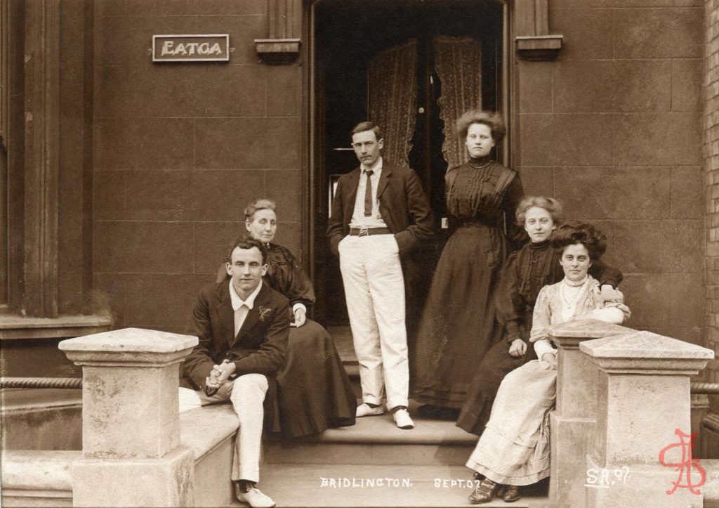 Stanley and Frank Appleyard family group, outside "EATGA" Bridlington 1907