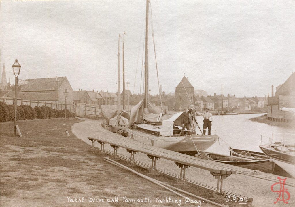 1906 Great Yarmouth yacht station and old tower.