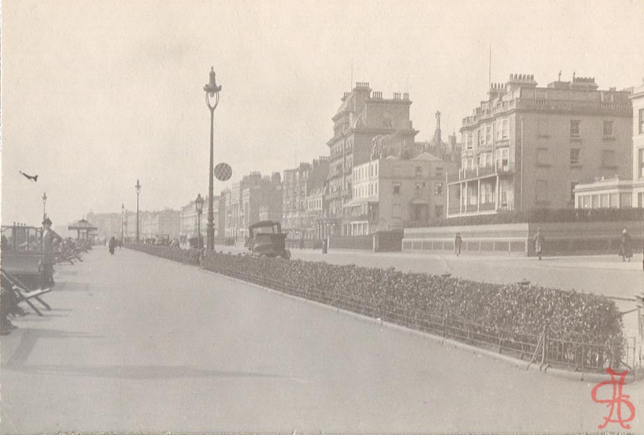 1920s Brighton view of Kingsway and Norfolk hotel from Angel of Peace