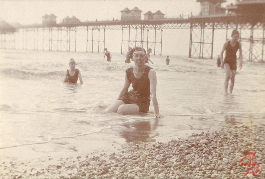 1920s bathers close to West pier Brighton