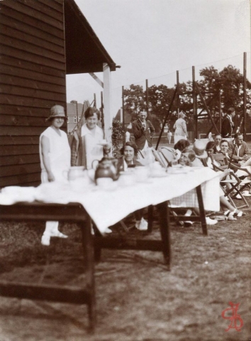 Relaxing outside the club house at Headstone Lawn Tennis Club