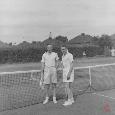 Ron Cooley and Fred Adams at Headstone Lawn Tennis Club 1950s