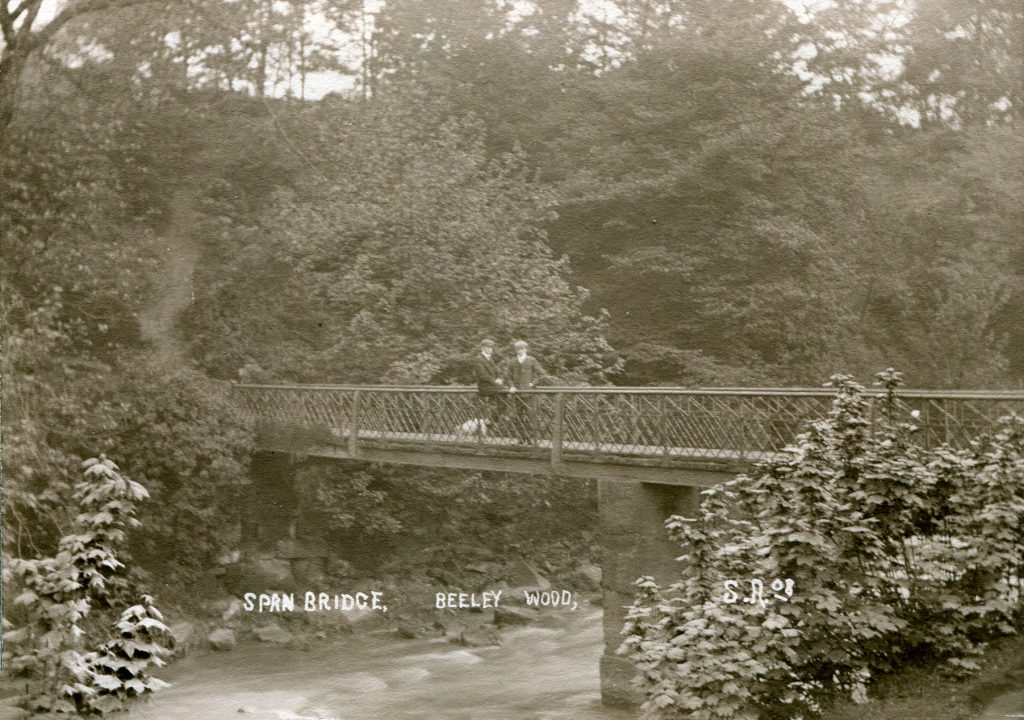 Beeley Wood Footbridge Stanley Appleyard photo tagged "Span Bridge" dated 1908